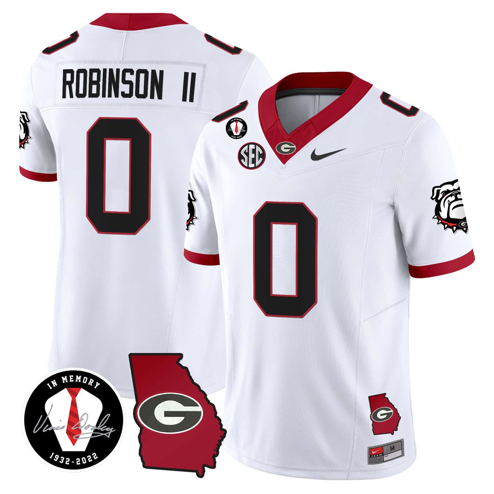 Men Georgia Bulldogs #0 Robinson ii White 2024 Nike Vapor NCAA Jersey style 1